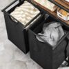 VASAGLE Wäschekorb 2‑Fächer mit ausziehbarem, abnehmbarem 46 L Sack – Bad & Waschküche