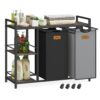 VASAGLE Wäschekorb 2‑Fächer mit Rollen, 100 L, abnehmbare Taschen