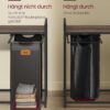 VASAGLE Wäschekorb 2‑Fächer mit Rollen, 100 L, abnehmbare Taschen