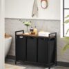 VASAGLE Wäschekorb 3‑Fach Metallrahmen abnehmbarer Oxford‑Beutel 40 L tintenschwarz‑vintagebraun
