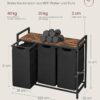 VASAGLE Wäschekorb 3‑Fach Metallrahmen abnehmbarer Oxford‑Beutel 40 L tintenschwarz‑vintagebraun